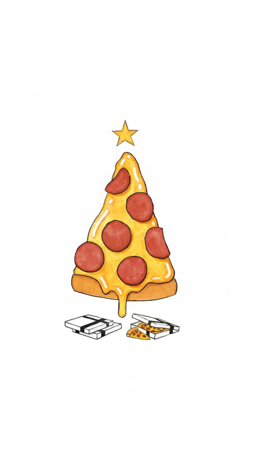 Kartun Pohon Natal Pizza