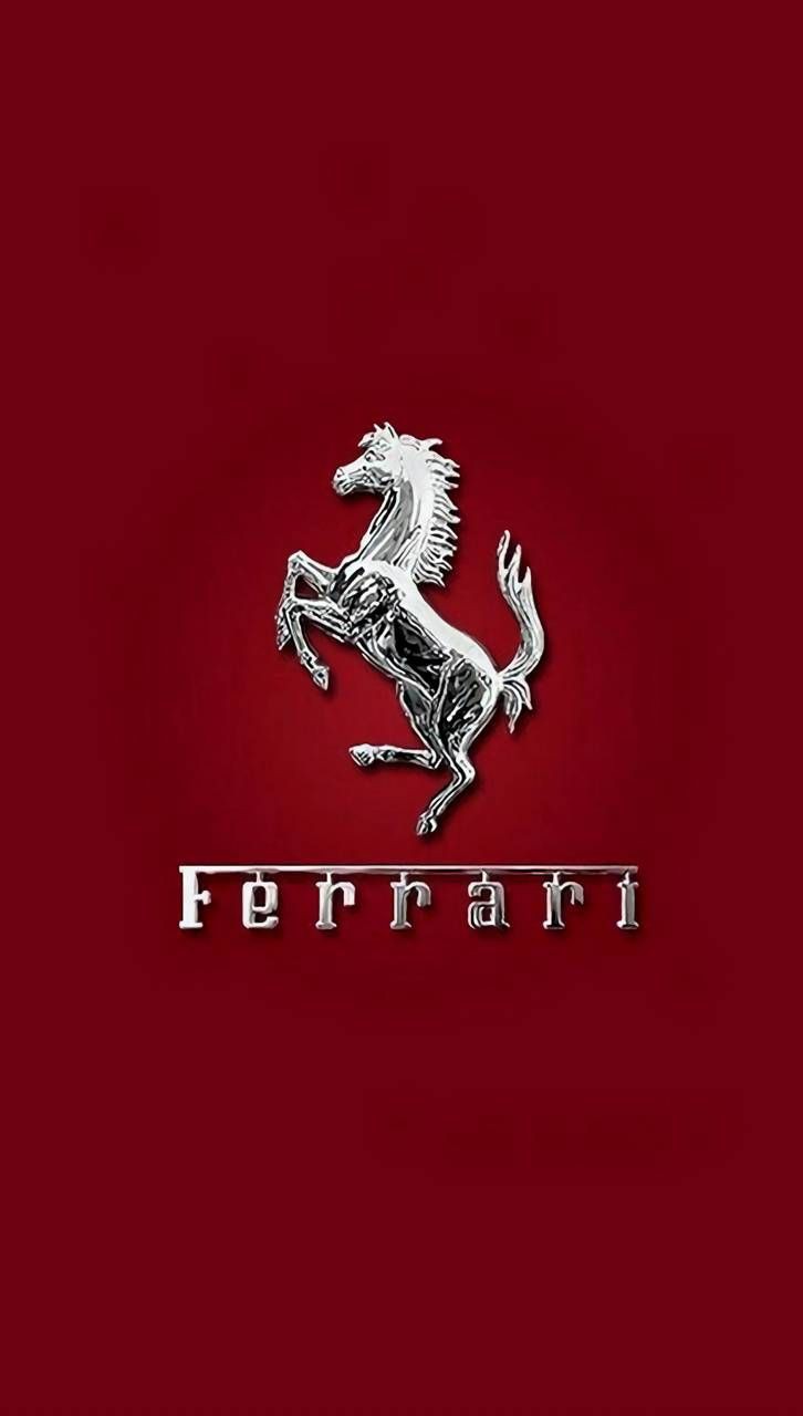 Ferrari Logo Kuda Silver Embos Background Merah
