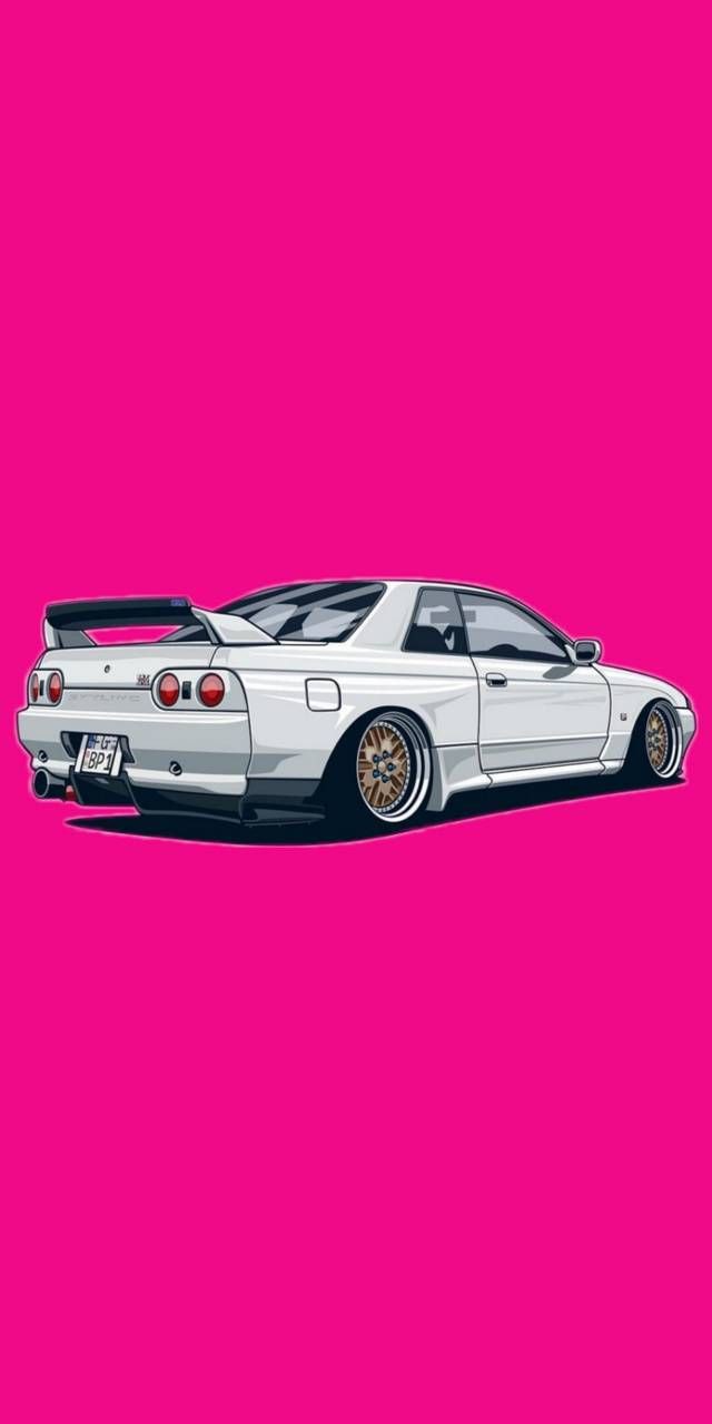Gambar Mobil Nissan GTR Background Pink